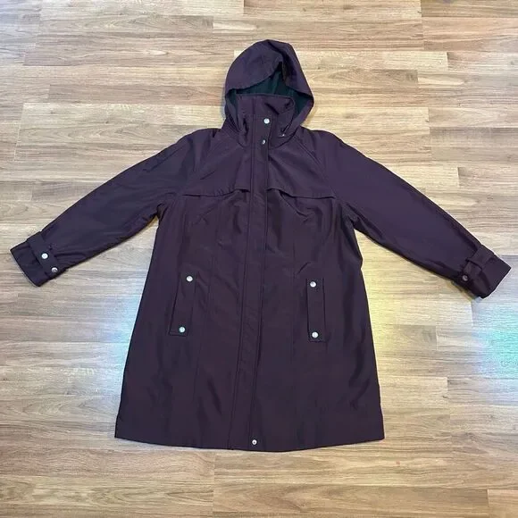 Woman Within Maroon Coat Zip Up Hooded | Women Size 16W - Picture 1 of 10